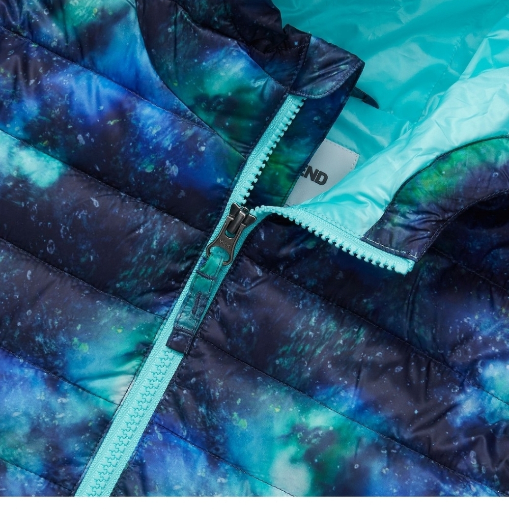 Lands' End Kids FeatherFree Insulated Hooded Packable Jacket - Blue Space Galaxy